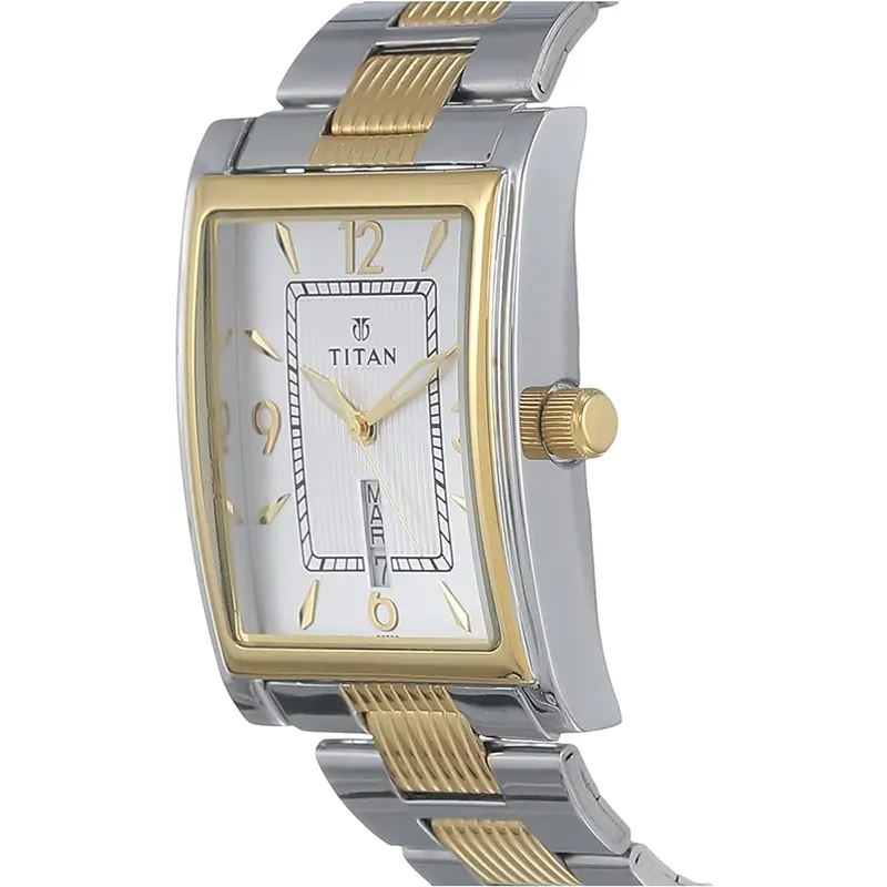 Titan Quartz Silver Dial Two-tone Men's Watch | 90024BM03